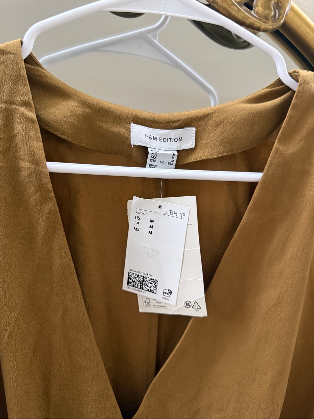 H&M V-Neck Maxi Tie-Detail Crêpe Dress kaftan - Picture 4 of 7